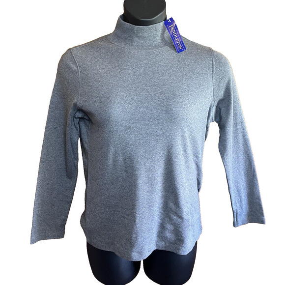 Pendleton Long Sleeve Turtleneck Cotton Gray Shirt Women Size Large New - Picture 1 of 16